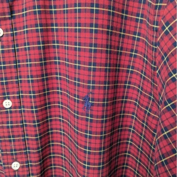 Ralph Lauren Red Plaid Mens Long Sleeve Button Down Shirt 100% Cotton Size XXL - Picture 6 of 13